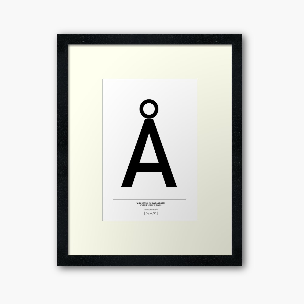 Danish Å letter Scandi style Danish alphabet Print Framed Art Print