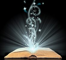 Open book magic on black by Kudryashka