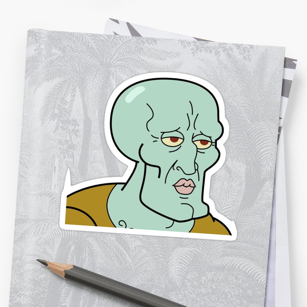 Handsome Squidward Close Up Sticker By Camillag Redbubble