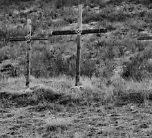 Three Wooden Crosses by Jen Millard