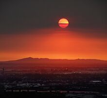 bushfire sunset by simon gleeson