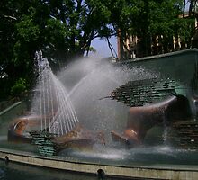 Captain Cook Memorial Fountain by reflector