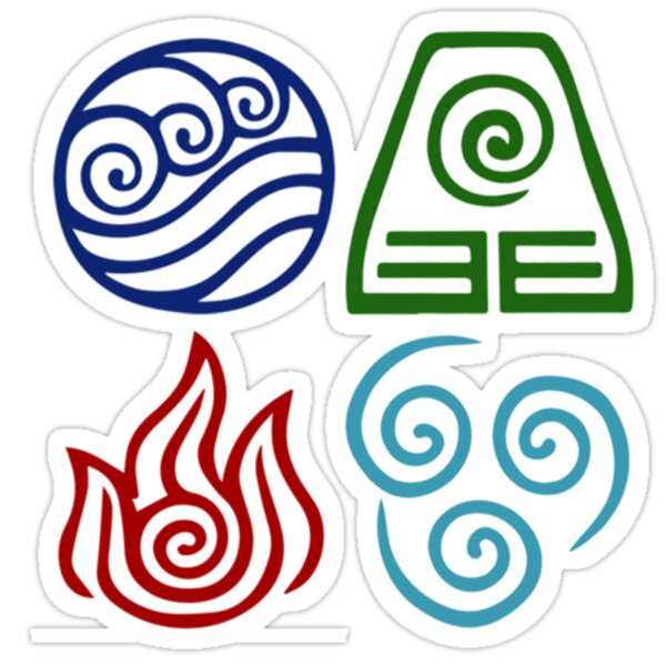 Avatar Four Elements Square Stickers By Daljo Redbubble