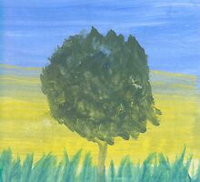 Tree in Tall Grass by Helene Henderson