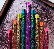Great Poster of Bright Colorful Glittery Pencils by exaltedshrimp