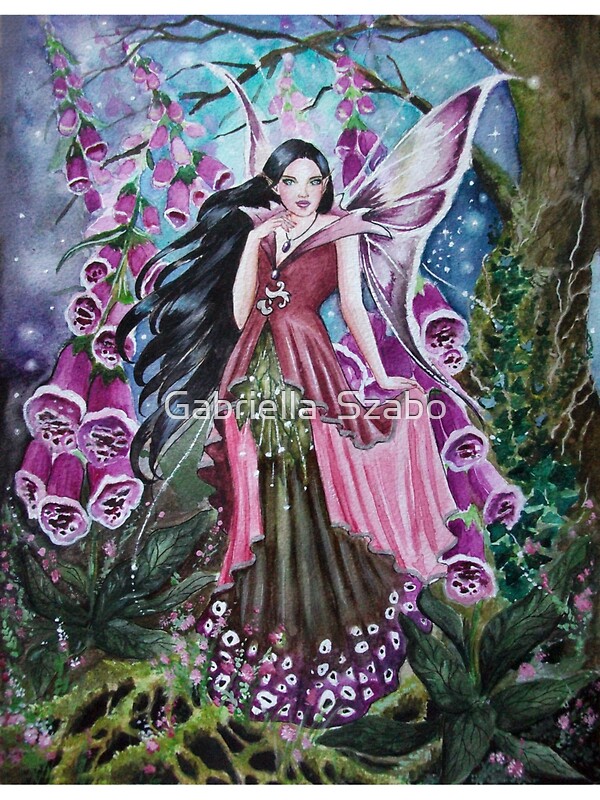 "Foxglove digitalis fairy faerie, elf, pixie, fantasy" Stickers by