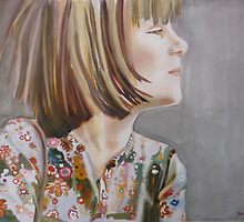 Charlotte: Let me do it!, watercolor and mixed media on paper by Sandrine Pelissier