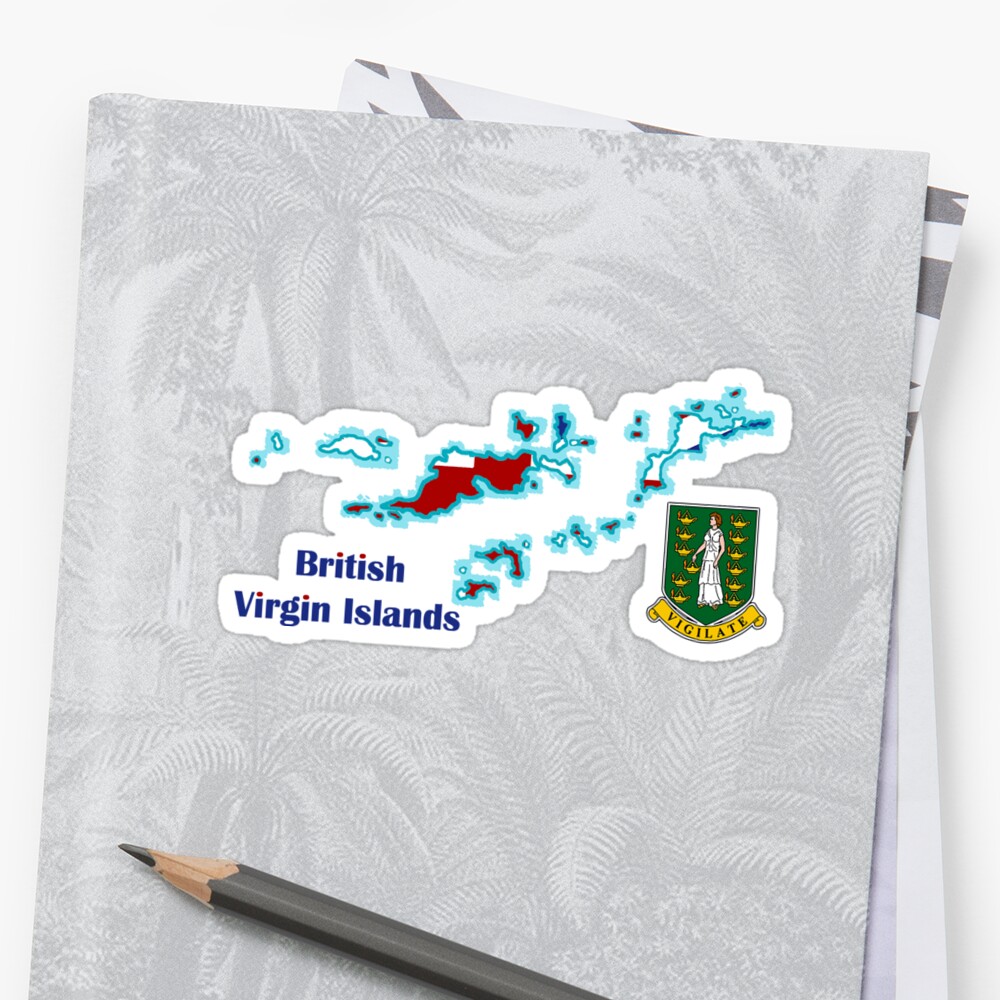 British Virgin Islands BVI Map With Flag Sticker By Havocgirl Redbubble