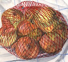 Sack of Yellow Onions by bernzweig