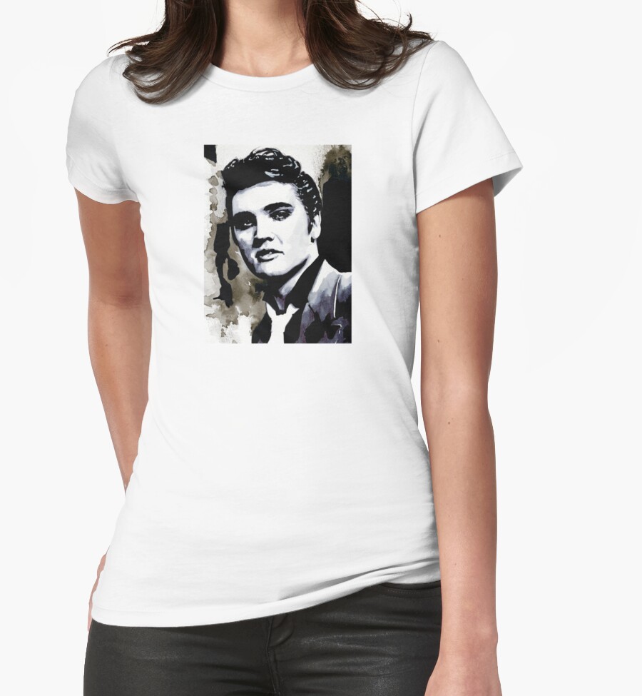 "ELVIS PRESLEY GREASER, 1956" Womens Fitted TShirts by Rik Berry