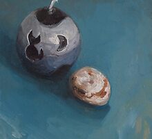 Fancy Wax Candle and Sea Stone by AheadForDinci