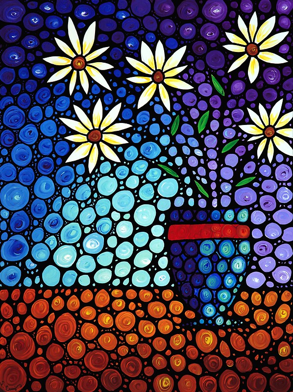 "You Cant Hide Beautiful - Mosaic Painting Flower Art Print" Art Prints