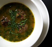Aarshe Saak - Spinach + Lemon Soup with Meatballs by MsGourmet