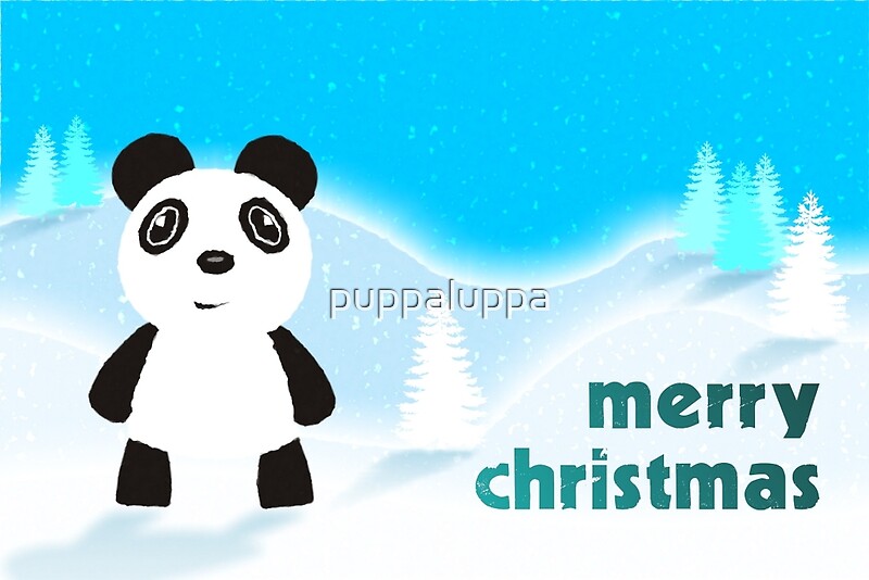 Merry Christmas Panda By Puppaluppa Redbubble