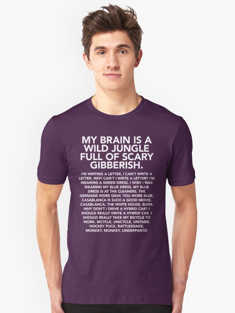 My Brain Is A Wild Jungle T Shirt Monkey Monkey Underpants Gilmore