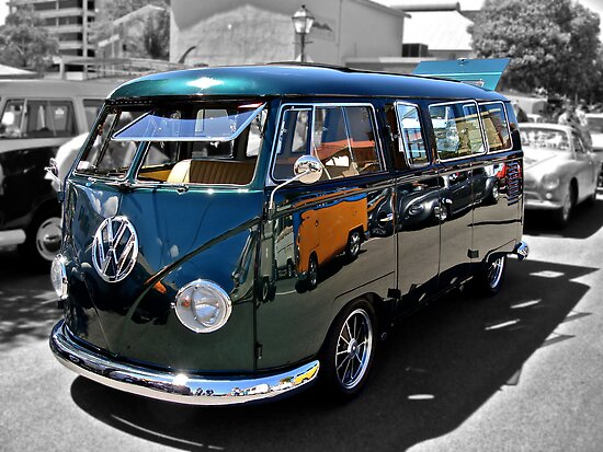 Green Volkswagen Kombi Van at Volksfest held in Port Adelaide 