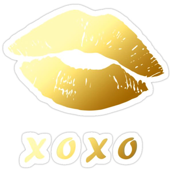 Xoxo Hugs Kisses And Gold Lips Hot Red Stickers By Scottorz Redbubble