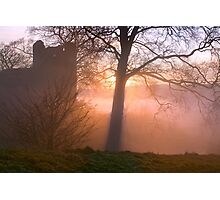 Misty sunset at Kendal Castle Photographic Print
