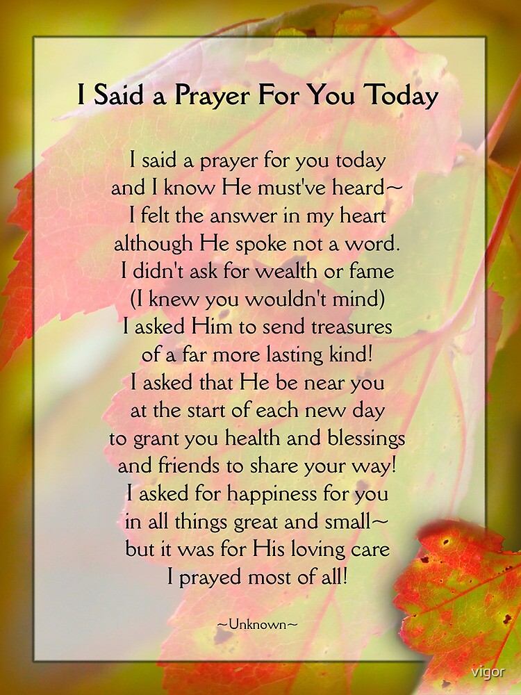 "I Said a Prayer For You Today - Inspirational" by vigor | Redbubble