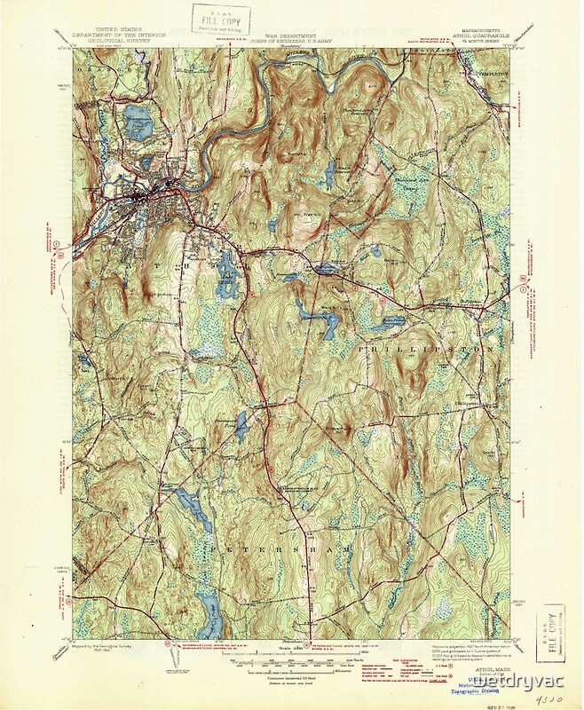 "Massachusetts USGS Historical Topo Map MA Athol 351496 1946 31680