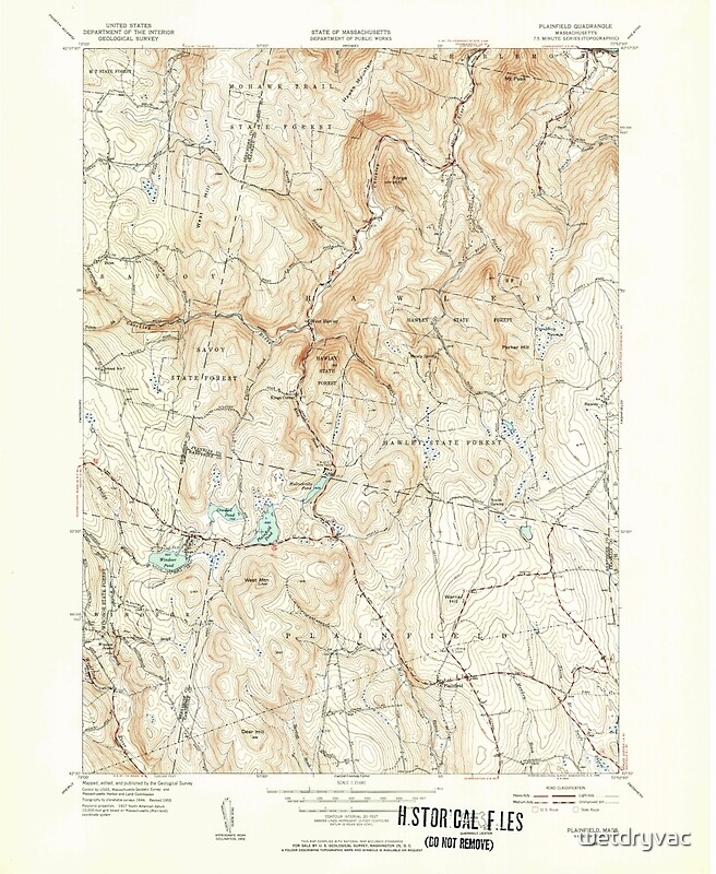 "Massachusetts USGS Historical Topo Map MA Plainfield 352080 1955 31680