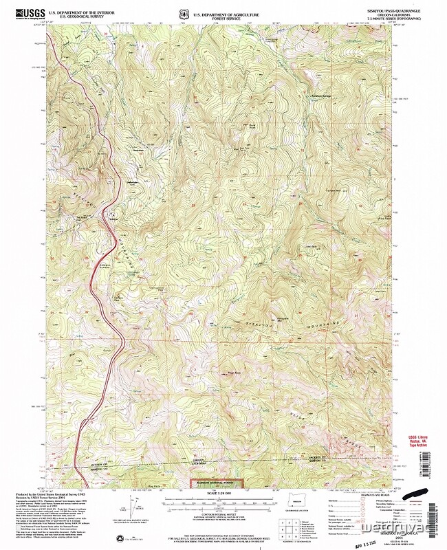 "USGS Topo Map Oregon Siskiyou Pass 281529 2001 24000" Posters by