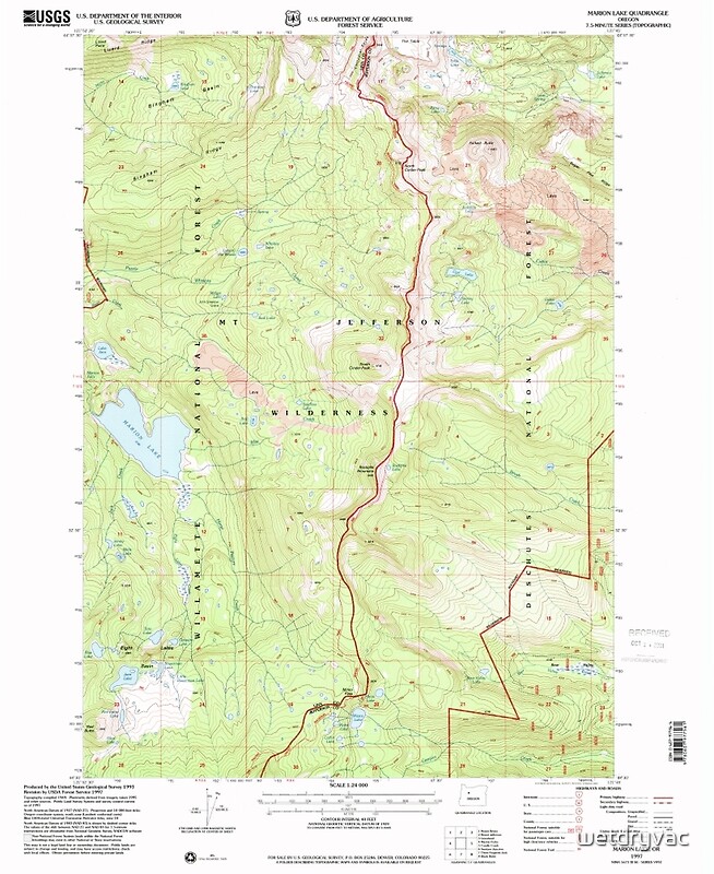 "USGS Topo Map Oregon Marion Lake 280646 1997 24000" Posters by