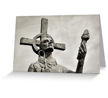 Statue of St Cuthbert - Lindisfarne Priory Greeting Card