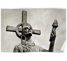 Statue of St Cuthbert - Lindisfarne Priory Poster