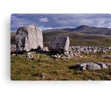 Ingleborough and limestone boulders Canvas Print