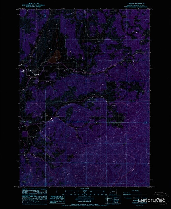 "USGS Topo Map Oregon Dixonville 279656 1987 24000 Inverted" Posters by