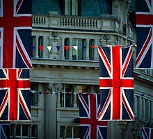 London. Regent Street. Royal Wedding Flags. by Alan Copson
