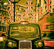 London. Regent Street. Royal Wedding Flags. by Alan Copson