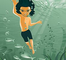 boy exploring underwater by Anastasiia Kucherenko