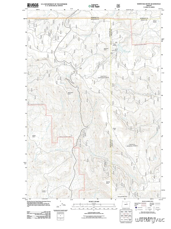 "USGS Topo Map Oregon Whitetail Butte 20110812 TM" Posters by wetdryvac