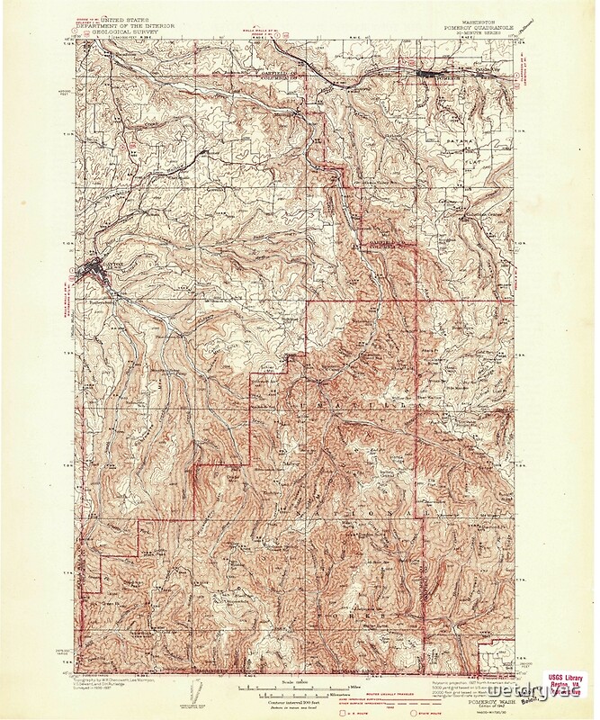 "USGS Topo Map Washington Pomeroy 243191 1942 125000" Posters by