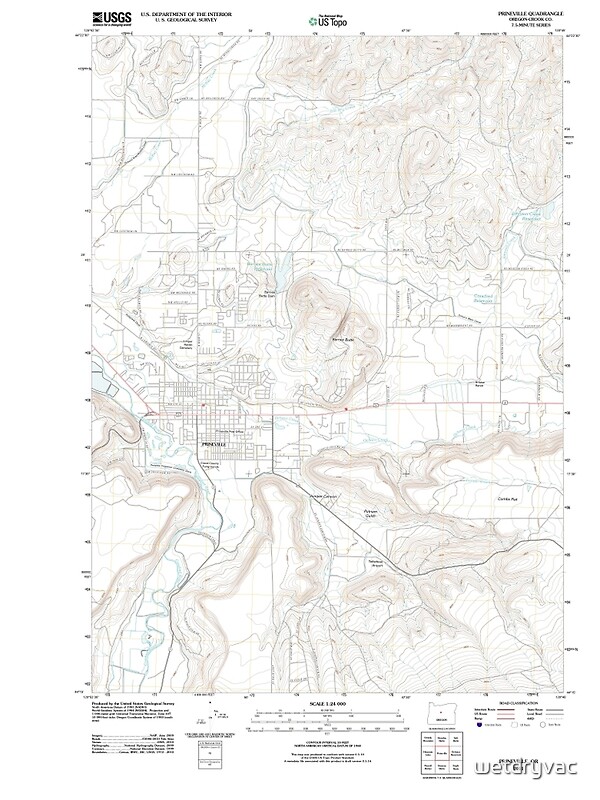 "USGS Topo Map Oregon Prineville 20110825 TM" Posters by wetdryvac