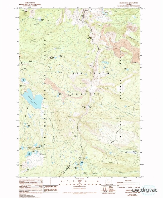 "USGS Topo Map Oregon Marion Lake 280645 1988 24000" Posters by