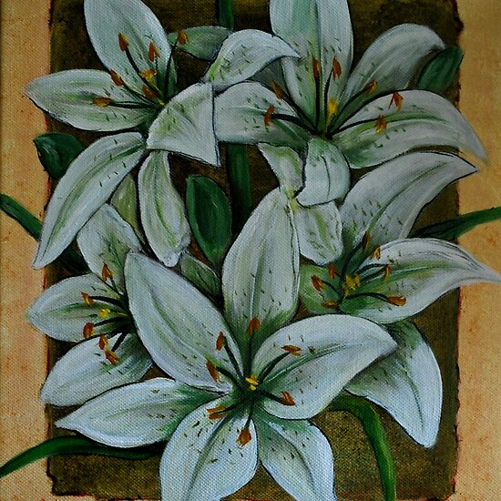 white tiger lilies. White Tiger Lilies by Avril