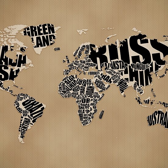 world map. Typographic World Map