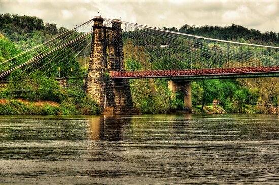 Wheeling Suspension Bridge WV by Kate Adams Wheeling Suspension Bridge WV by Kate Adams