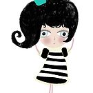 Lovely love Print Illustration Doll surprise Black and white dress black shoes and hair strawberry muffin flavored illustration  by rupydetequila