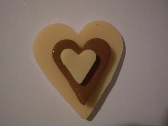 love heart chocolates. Chocolate Brown and Cream Love