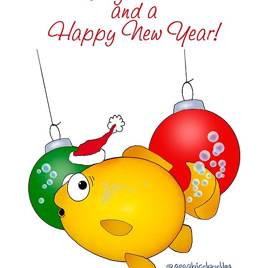 cute goldfish cartoon. Christmas Goldfish cartoon