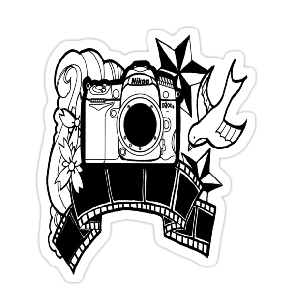 camera tattoo. Sticker: Camera Tattoo zoom in