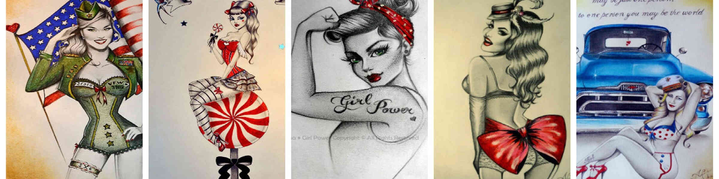 Official Girl Power PinUp Retro Modern Rosie Art by Anne Cha Sweatshirt 