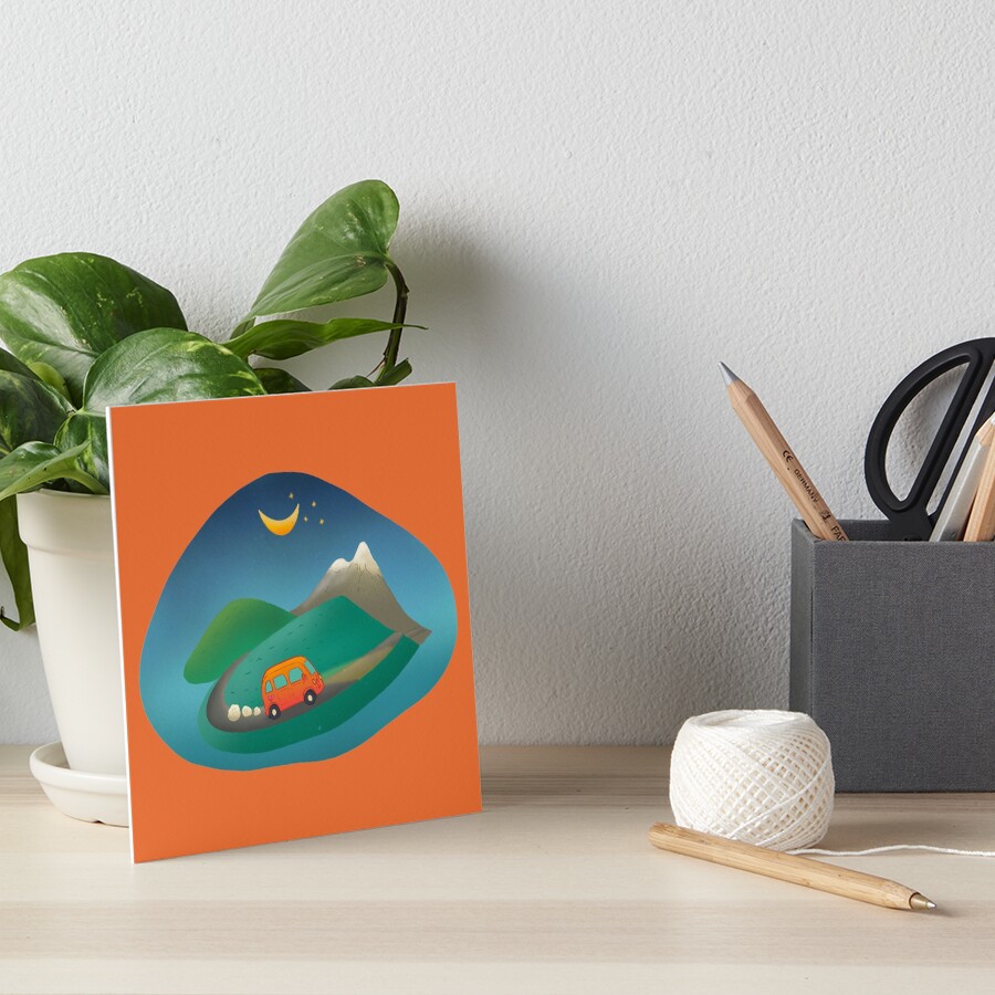 Driving in the mountains illustration Art Board Print