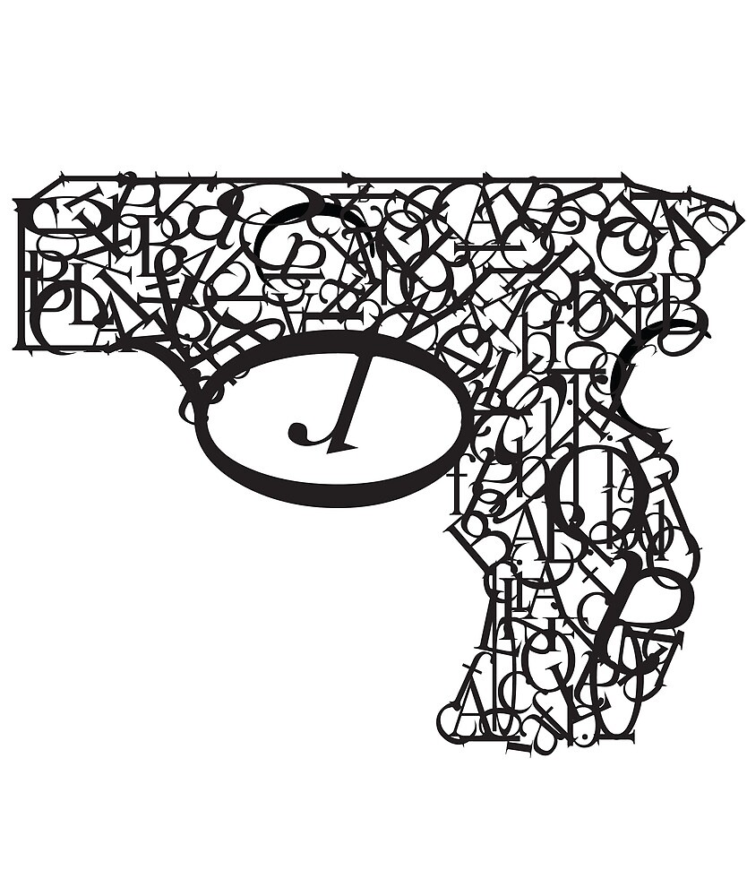 "letter gun" by Parth Soni Redbubble
