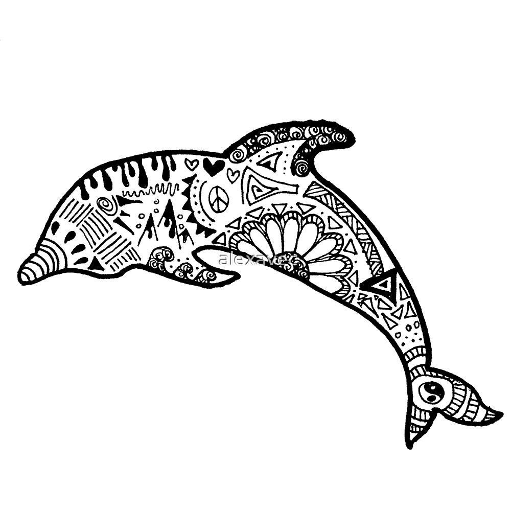 "Dolphin Zentangle" by alexavec | Redbubble