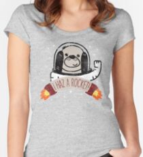 SPACE PUPPY HAZ A ROCKET! Women's Fitted Scoop T-Shirt